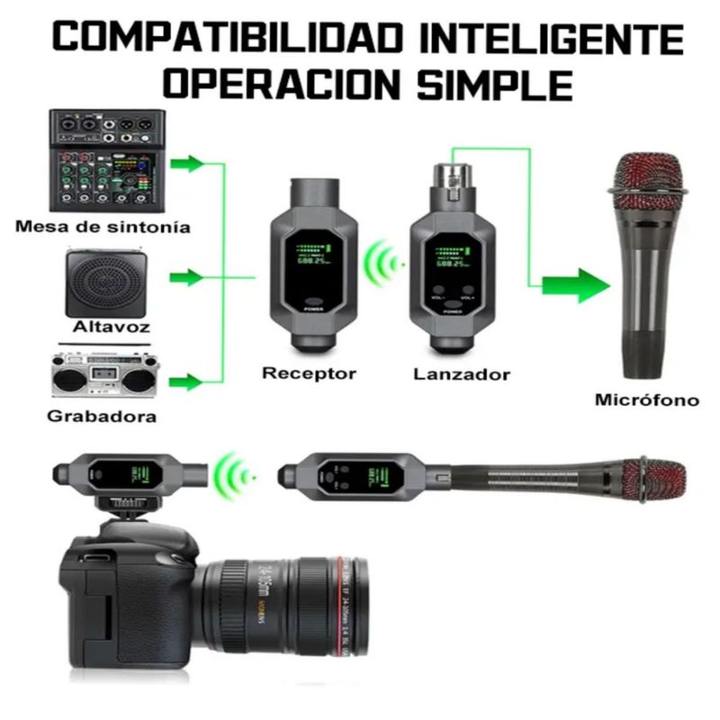Transmisor Y Receptor Inalámbrico Xlr Sistema Micrófono Inalámbrico, Color Gris