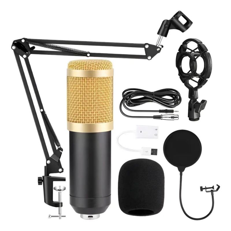 Kit de micrófono de estudio, Articulado Color Negro/Dorado
