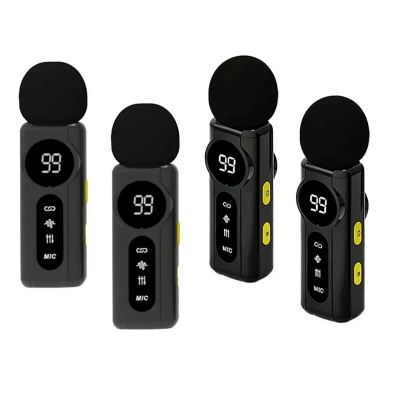 4 Micrófono Lavalier Inalámbrico Team Para Iphone,android, Color Negro