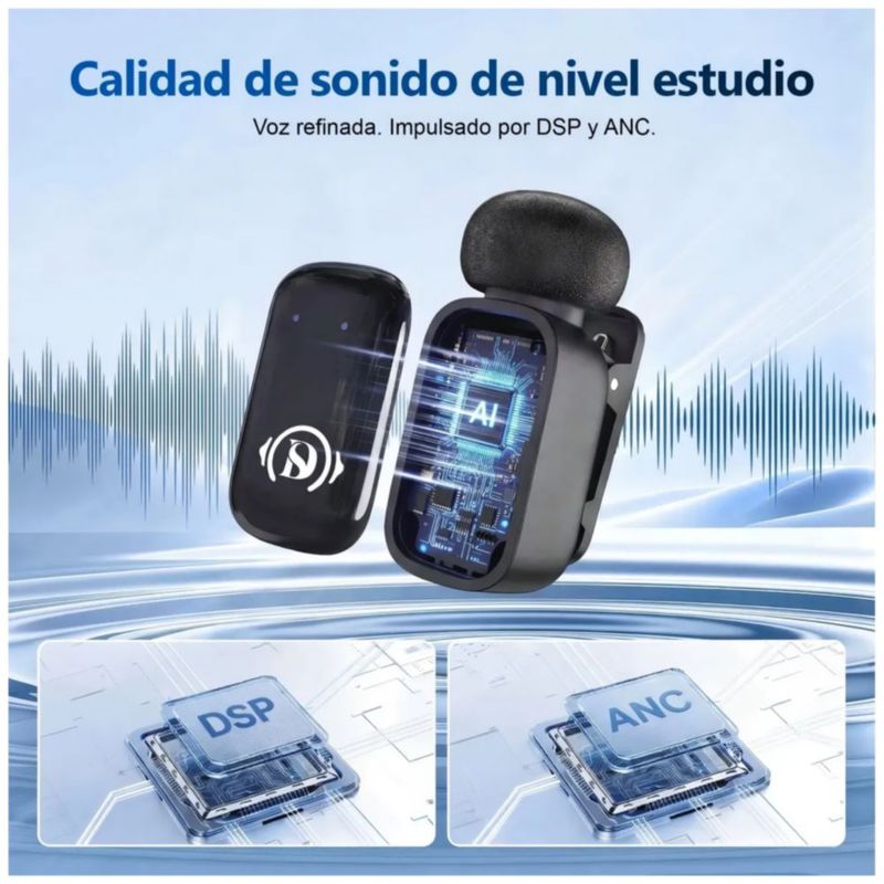 Micrófono De Solapa Inalámbrico Mini Para iPhone Android Pc, Color Negro