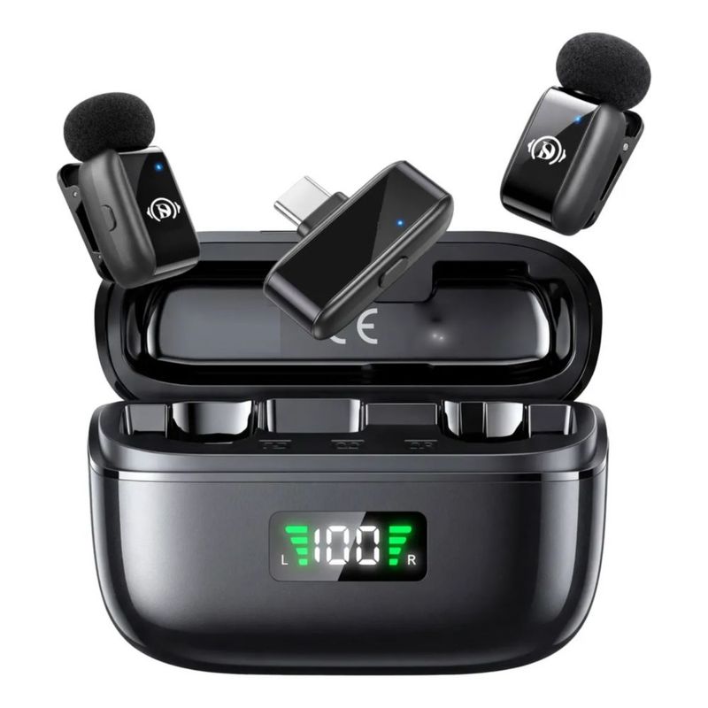 Micrófono De Solapa Inalámbrico Mini Para iPhone Android Pc, Color Negro
