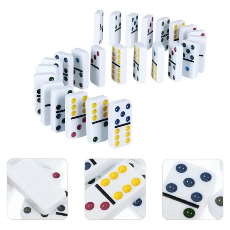 Dominó Con 56 Fichas Y Estuche De Plástico. Juego De Mesa Multicolor