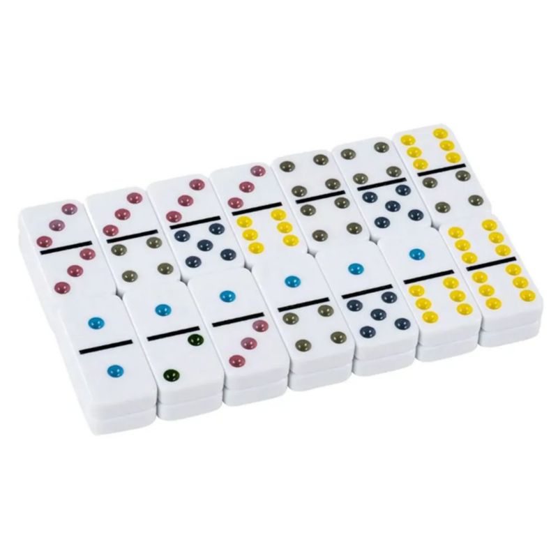 Dominó Con 56 Fichas Y Estuche De Plástico. Juego De Mesa Multicolor