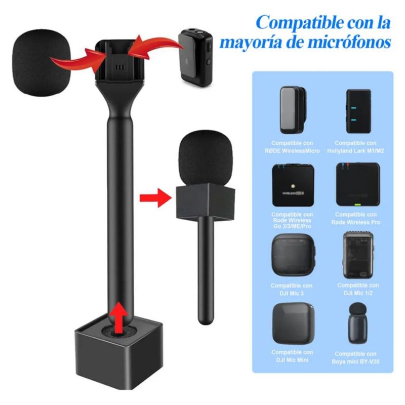 Soporte De Micrófono Compatible Con DJI Mic Mini Y Hollyland Lark M2 Clip Adaptador, Color Negro