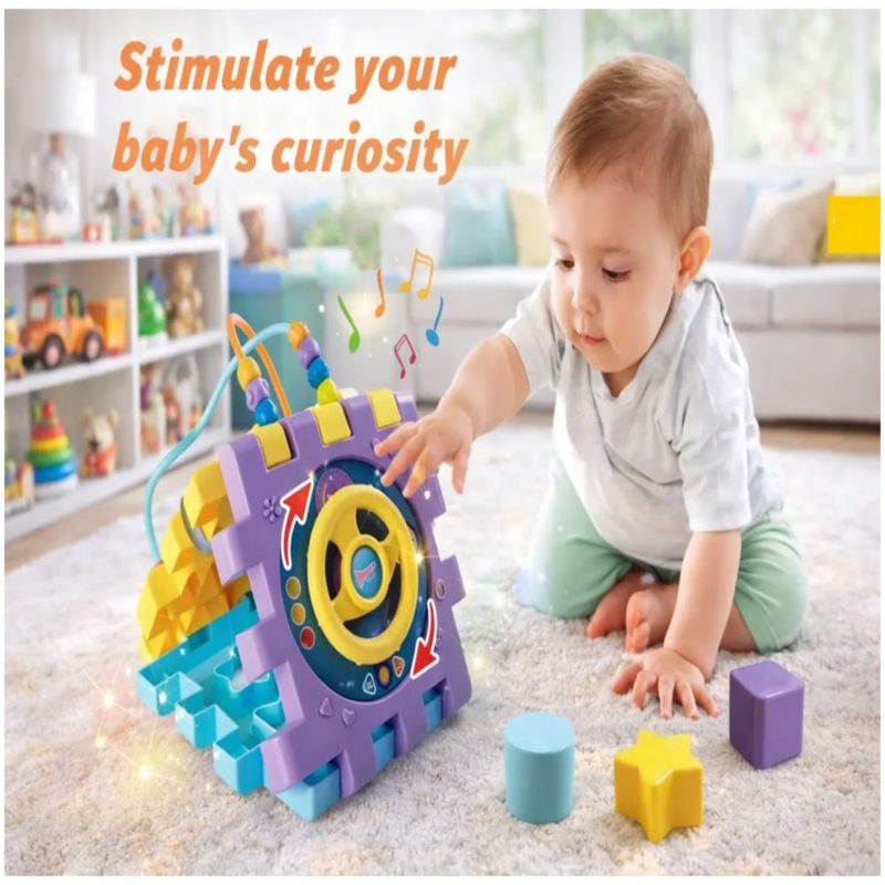 Juguete Didáctico Montessori Educativo 6en1 Música Cubo Bebé, Multicolor