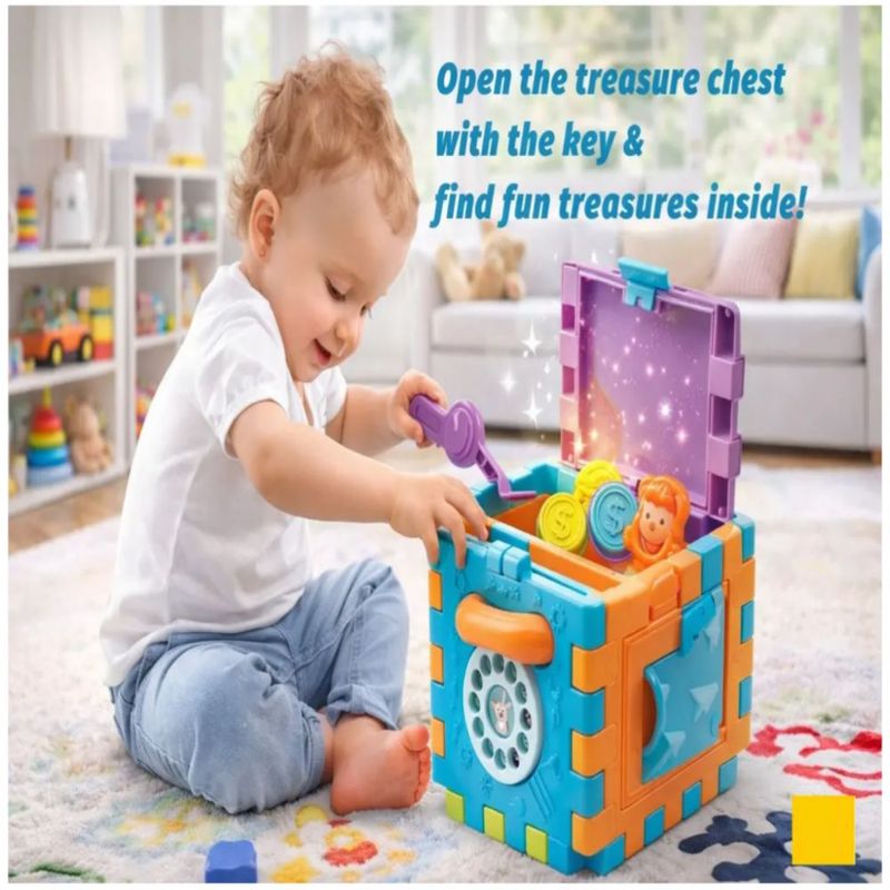 Juguete Didáctico Montessori Educativo 6en1 Música Cubo Bebé, Multicolor
