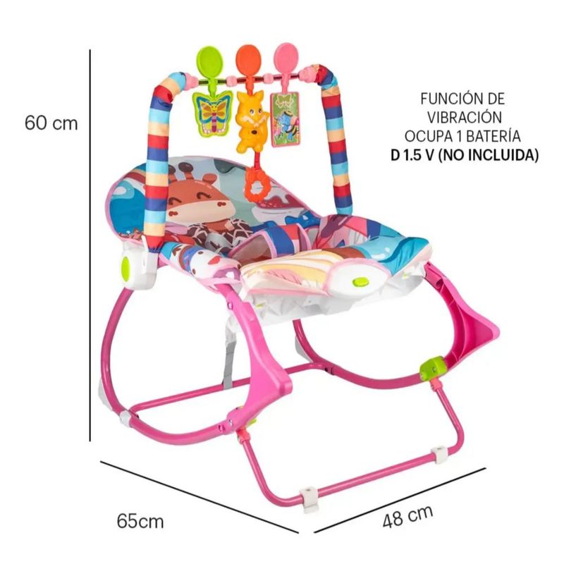 Mecedora Eléctrica Silla Vibradora Musical Juegos Bebé, Color Rosa