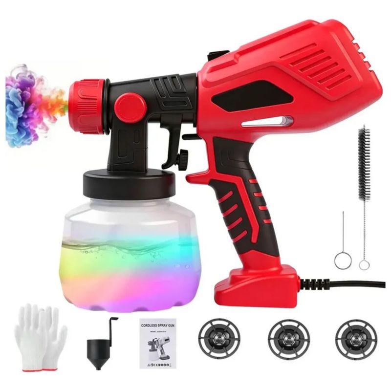 Pistola Eléctrica Para Pintura 800w 1200ml Victool 110v, Color Rojo