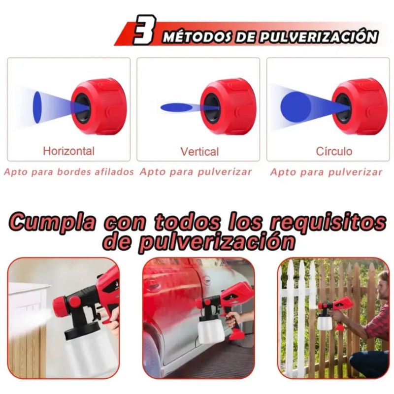 Pistola Eléctrica Para Pintura 800w 1200ml Victool 110v, Color Rojo