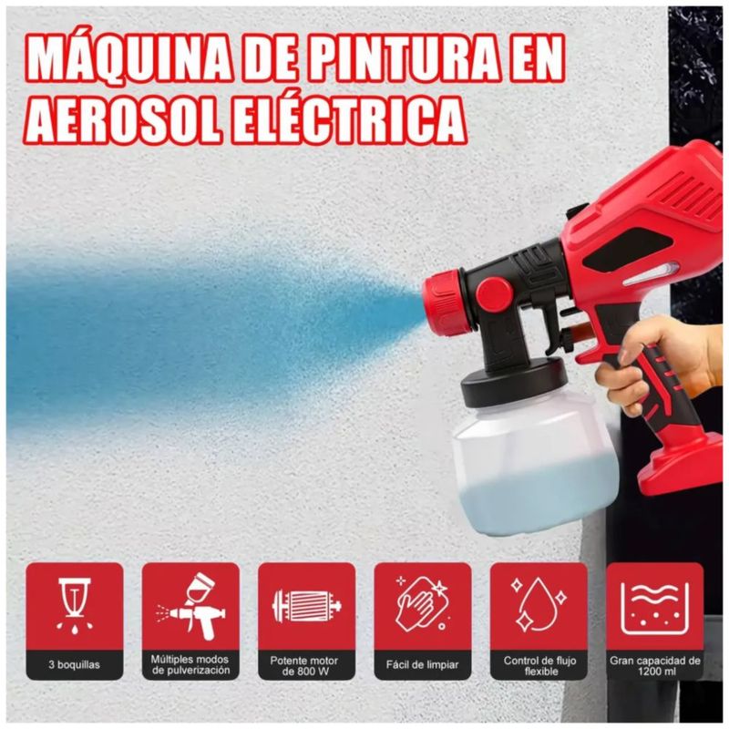 Pistola Eléctrica Para Pintura 800w 1200ml Victool 110v, Color Rojo