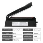 Sellador De Bolsas Máquina De Selladora Térmico 20cm 300w Color Negro
