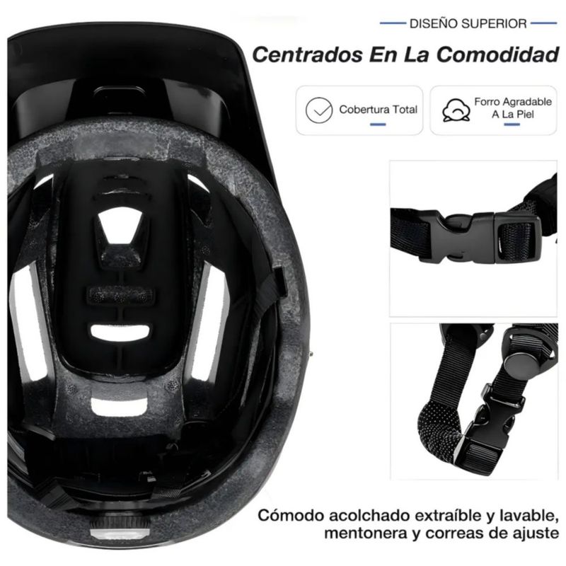 Casco Bicicleta Unisex Montaña Mtb Ciclismo Con Visera, Color Negro y Rojo