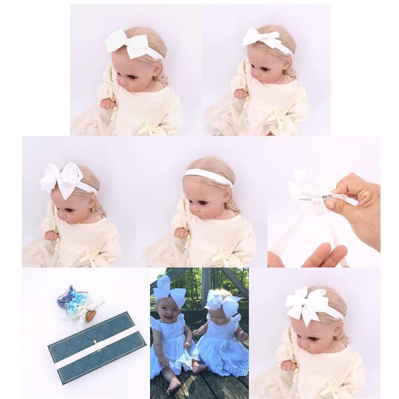 Diademas de nylon blancas Jomila 24 pzs para recién nacidas y niñas de 0‑2 años