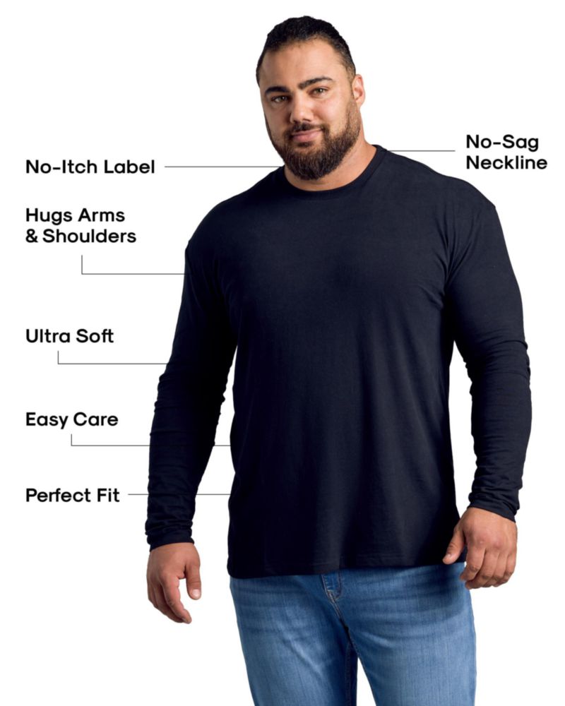 Camisa True Classic XL Pack de 3 unidades cuello redondo y manga larga