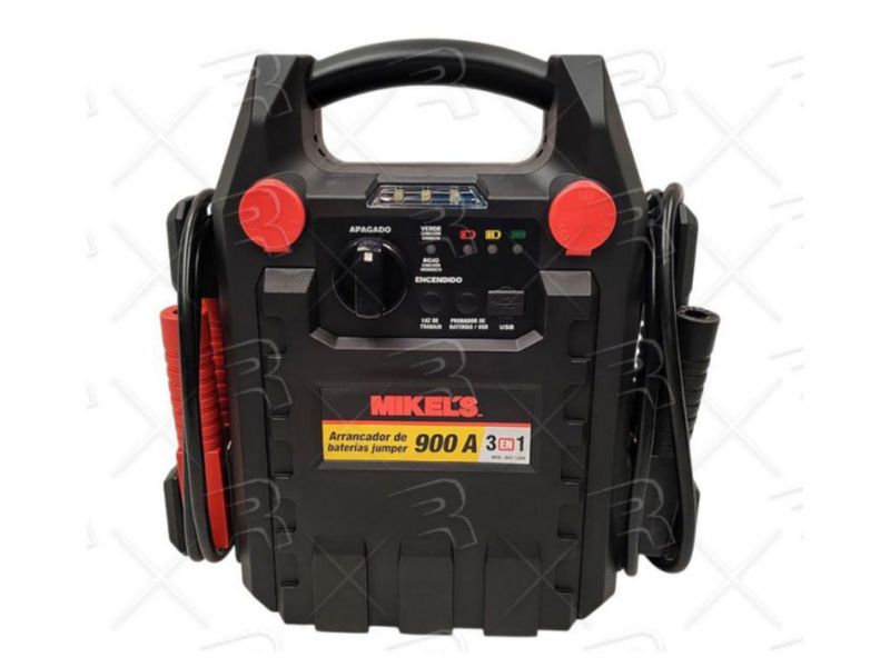 Arrancador de Batería Mikel's Jumper 900A 3 en 1 con Compresor y Luz de Emergencia