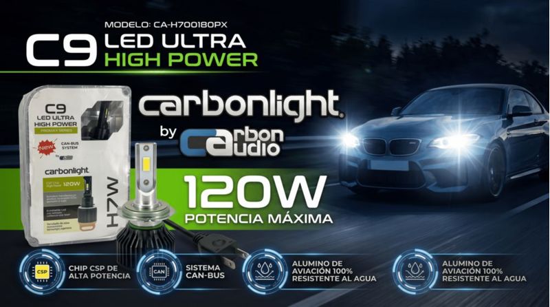 Foco LED Automotriz H7 Carbonlight CA-H700180PX Alta Potencia 120W Luz Blanca