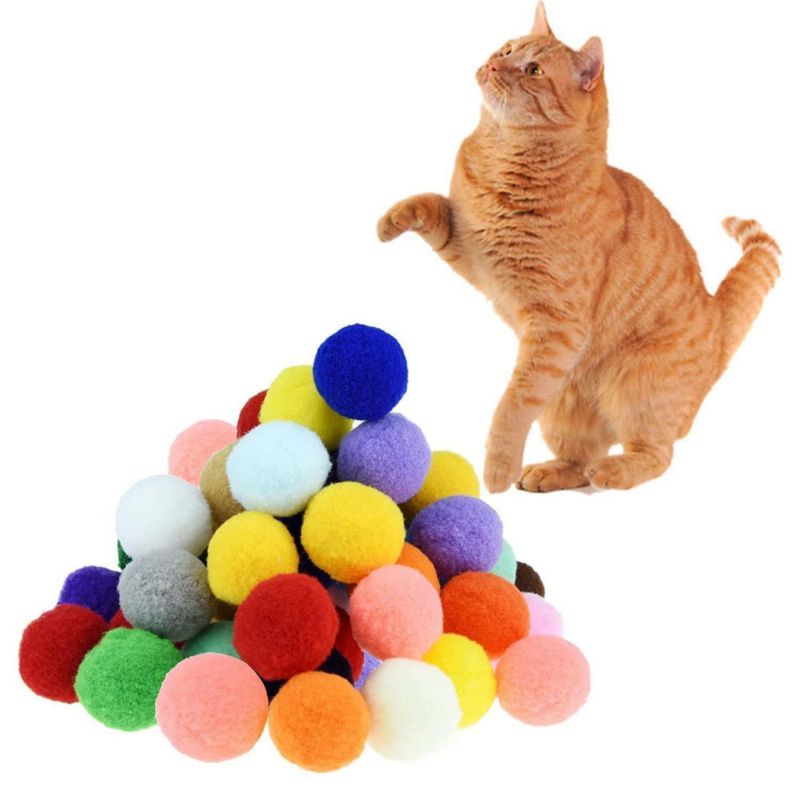 Juguete para mascotas Shizhoo Bolas Pompones de 3 cm paquete de 30 colores surtidos