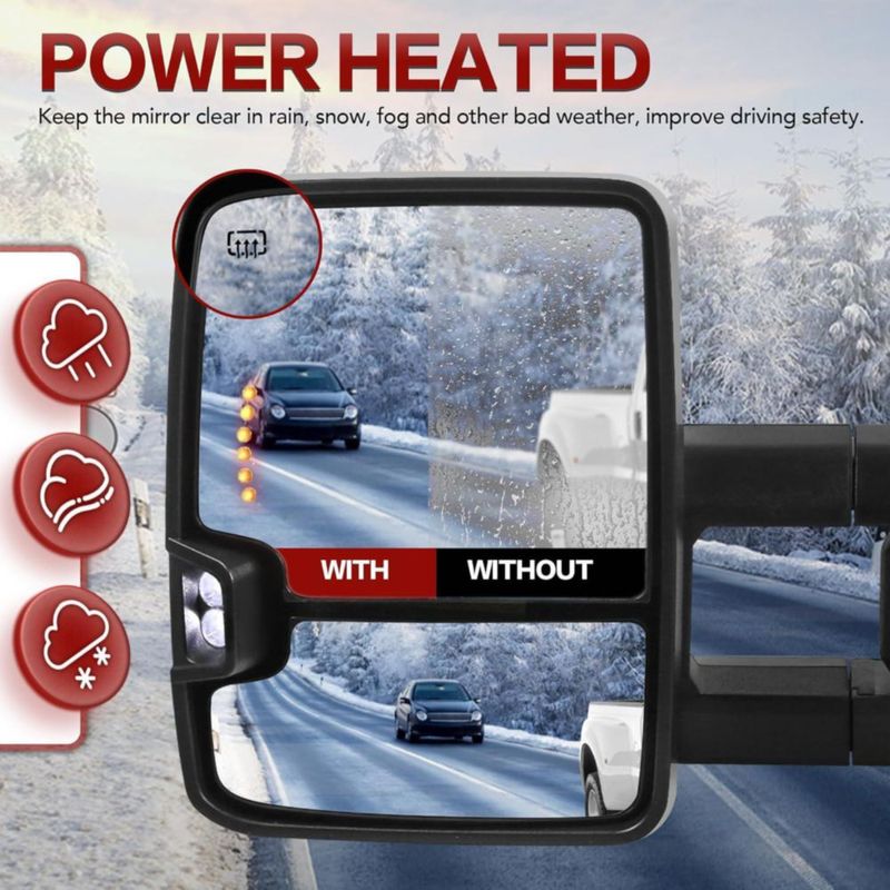 Espejos de remolque EVERESTWAY 2 pzas blanco con calefacción eléctrica y LED