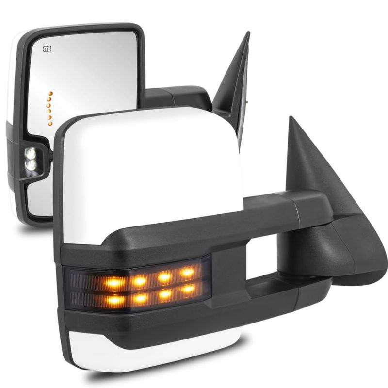Espejos de remolque EVERESTWAY 2 pzas blanco con calefacción eléctrica y LED