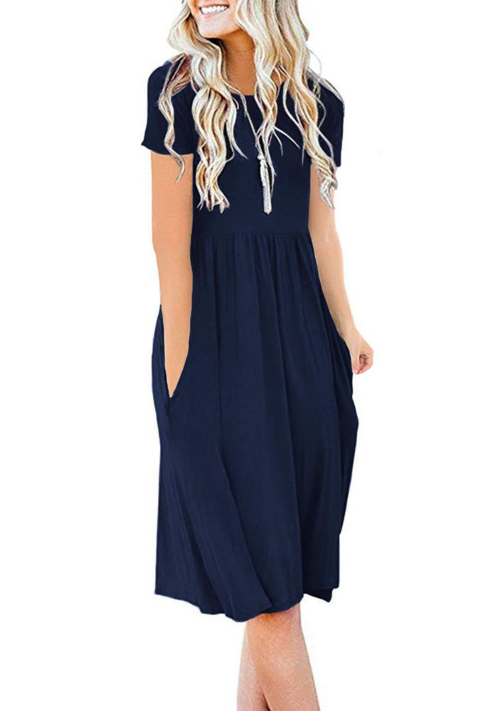 Vestido casual DB MOON azul marino de cintura imperio – talla L