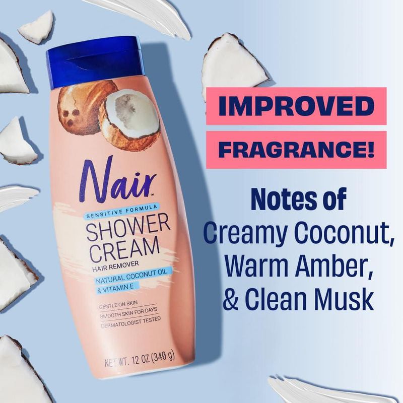 Crema de ducha Nair Sensitive Depiladora con aceite de coco 350 ml