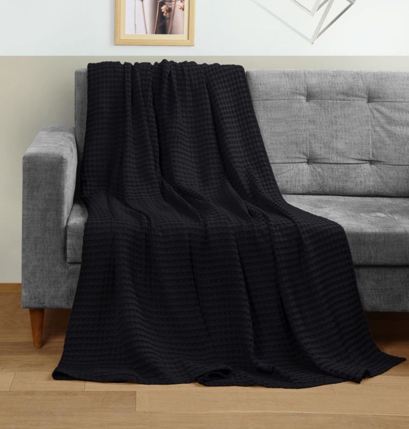 Manta Utopia Bedding King 234x274 cm Negra de Algodón