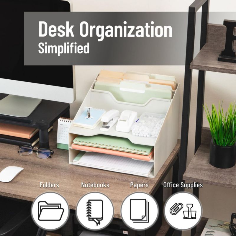 Organizador de escritorio Mind Reader 32x30x24 cm plástico beige