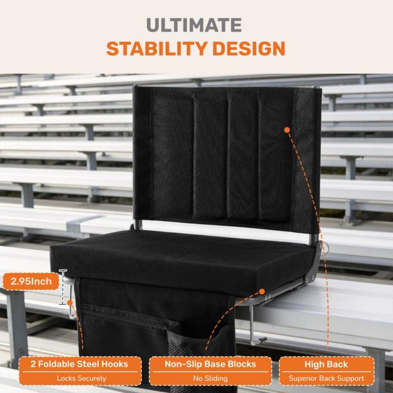 Asiento de estadio Sweetcrispy pack de 4 negro con respaldo
