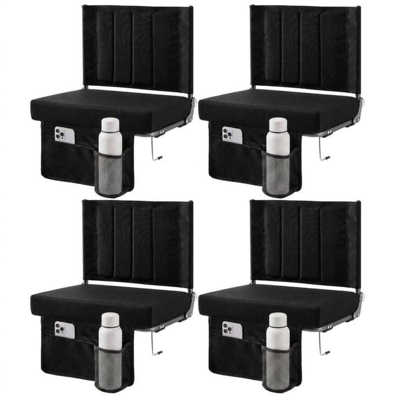 Asiento de estadio Sweetcrispy pack de 4 negro con respaldo