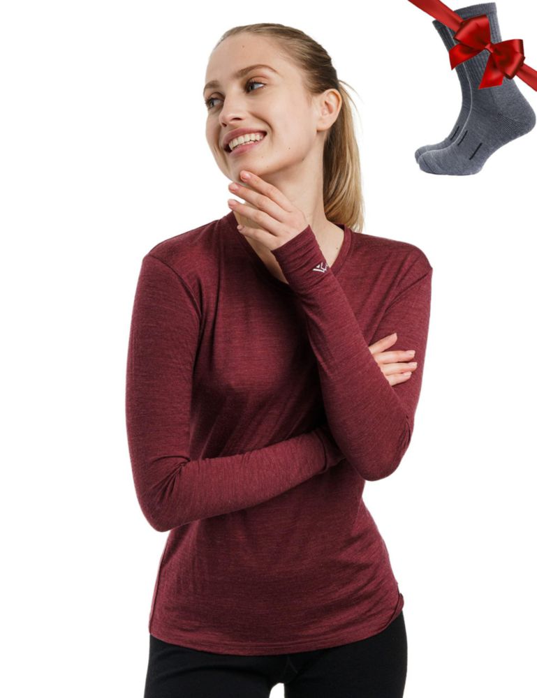 Capa base Merino.tech Talla S 165 Borgoña + Calcetines