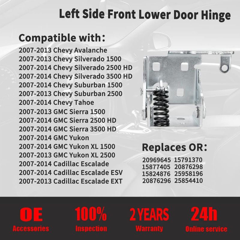 Bisagra de puerta Qagea izquierda (lado del conductor) para Chevrolet Silverado 2007‑2014