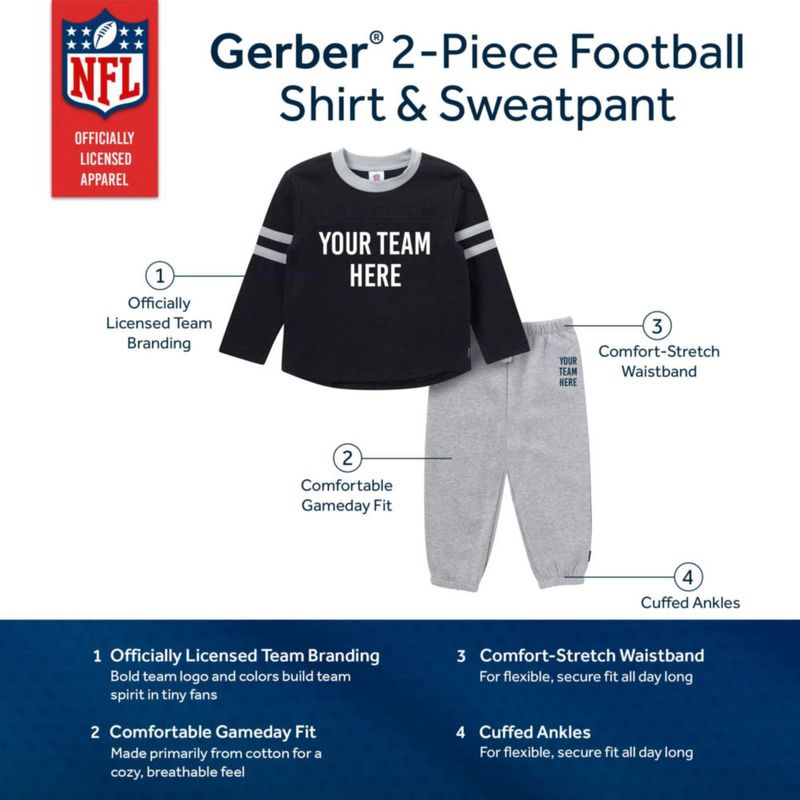 Conjunto Gerber Packers 3T para bebé – Camiseta de manga larga y pantalón de chándal
