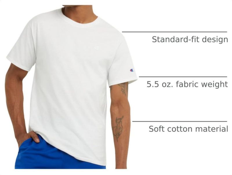 Camiseta Champion 3XL Alto Algodón Blanco