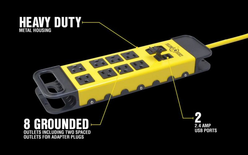Power Block Yellow Jacket 5148 de 8 salidas con 2 puertos USB