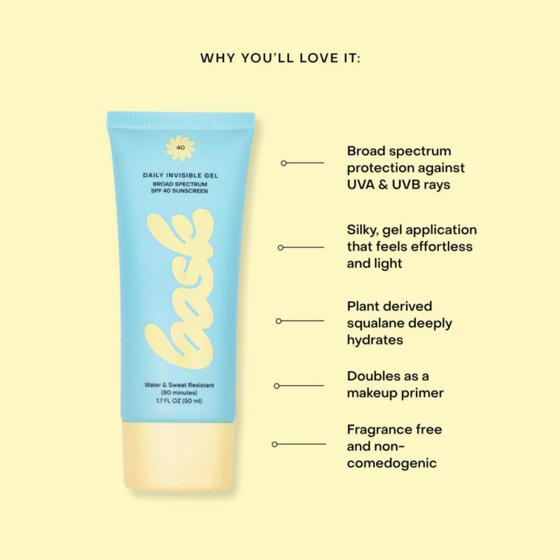 Gel invisible diario Sunscreen Bask Suncare SPF 40 50 ml