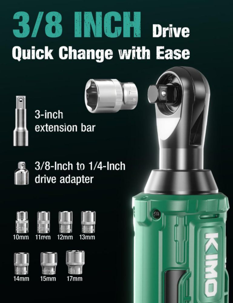 Llave de carraca inalámbrica KIMO 20V 89 ft-lbs 400 RPM set