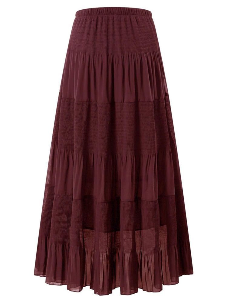 Falda Maxi de Chiffón NASHALYLY con Cintura Alta Elástica y Pliegues