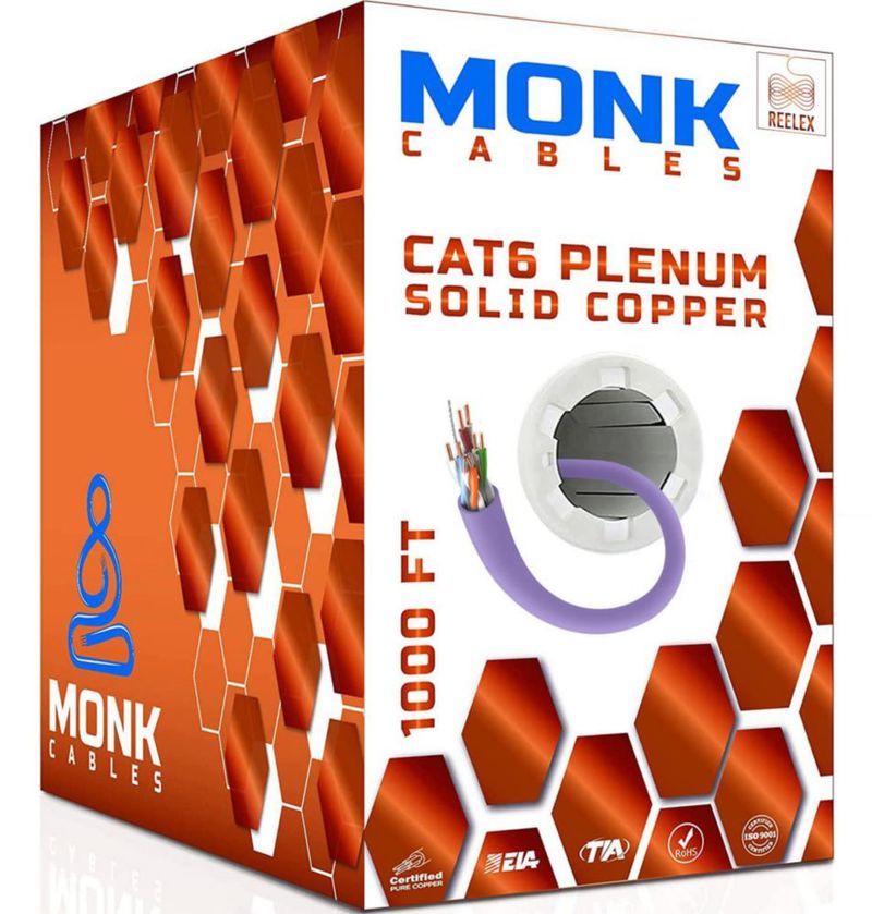 Cable Ethernet MONK CABLES CAT6 1000 ft Violeta CMP (Plenum)