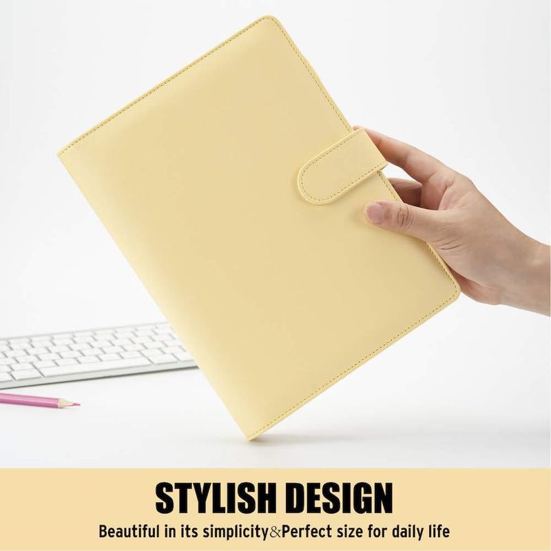 Carpeta de cuaderno Sooez A5 de 6 anillas en cuero PU amarillo
