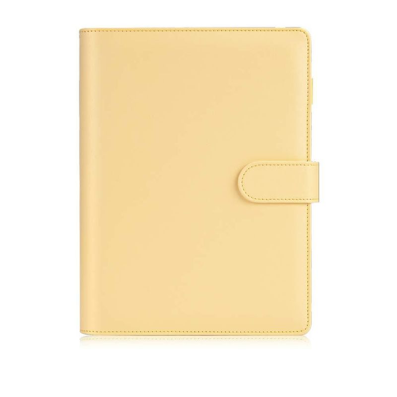 Carpeta de cuaderno Sooez A5 de 6 anillas en cuero PU amarillo