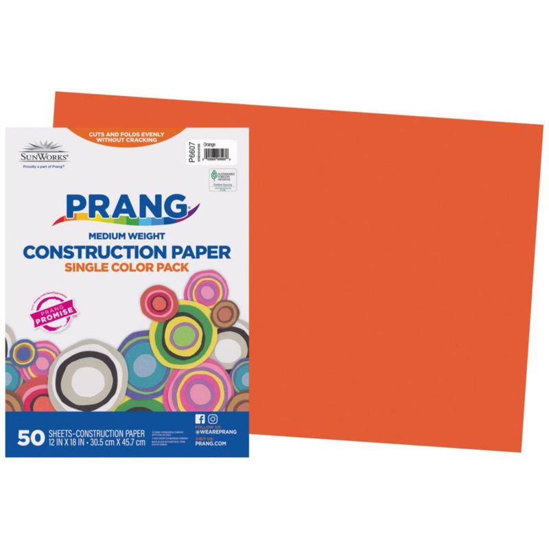 Papel de Construcción Prang Naranja 30x46 cm – 50 Hojas