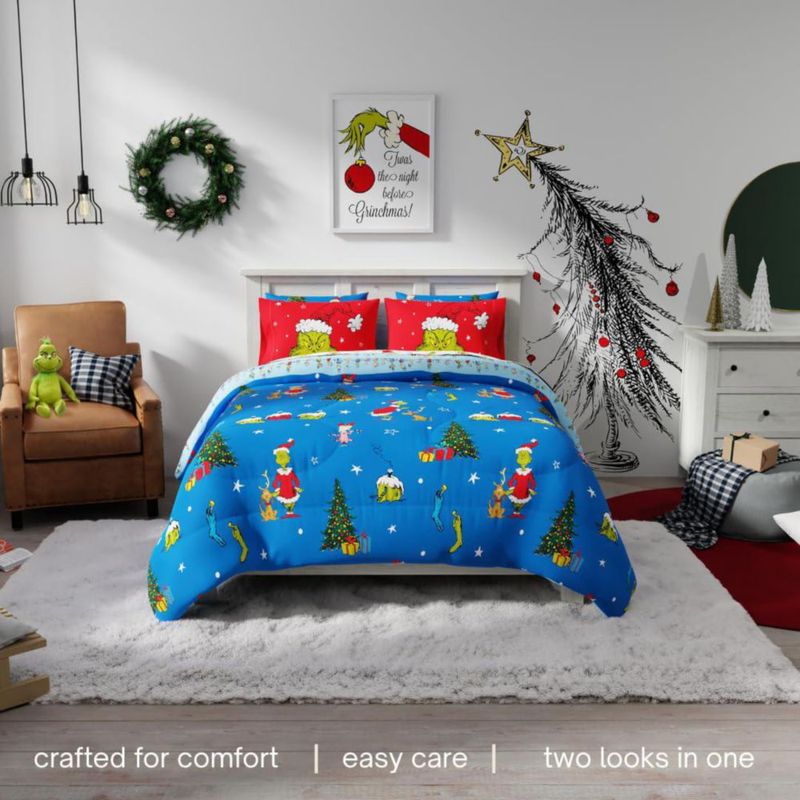 Juego de cama Franco Full 7 piezas El Grinch Navideño