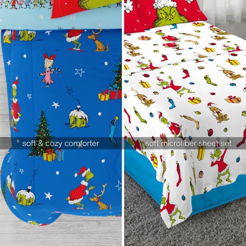 Juego de cama Franco Full 7 piezas El Grinch Navideño