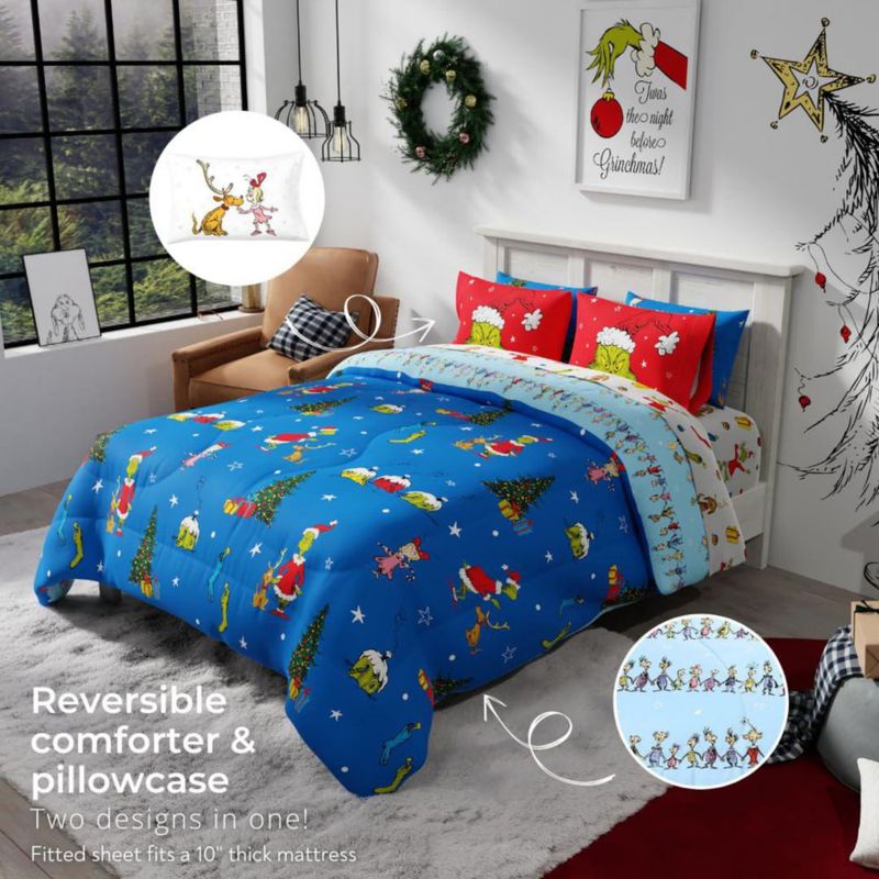 Juego de cama Franco Full 7 piezas El Grinch Navideño