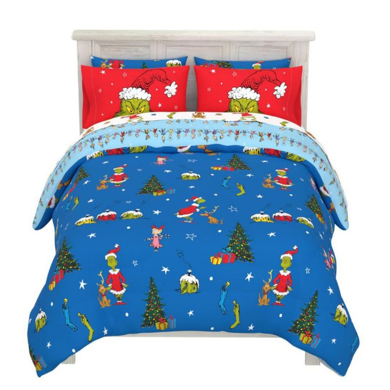 Juego de cama Franco Full 7 piezas El Grinch Navideño