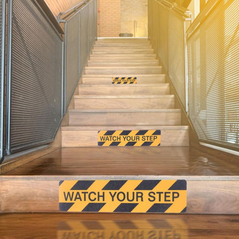 Pegatinas de Advertencia para Escaleras Qingluan 15x60 cm Pack de 6