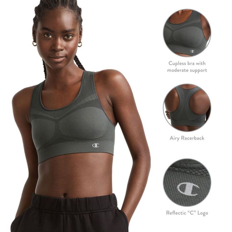 Sujetador deportivo Champion Infinity de espalda cruzada talla M gris Oxford