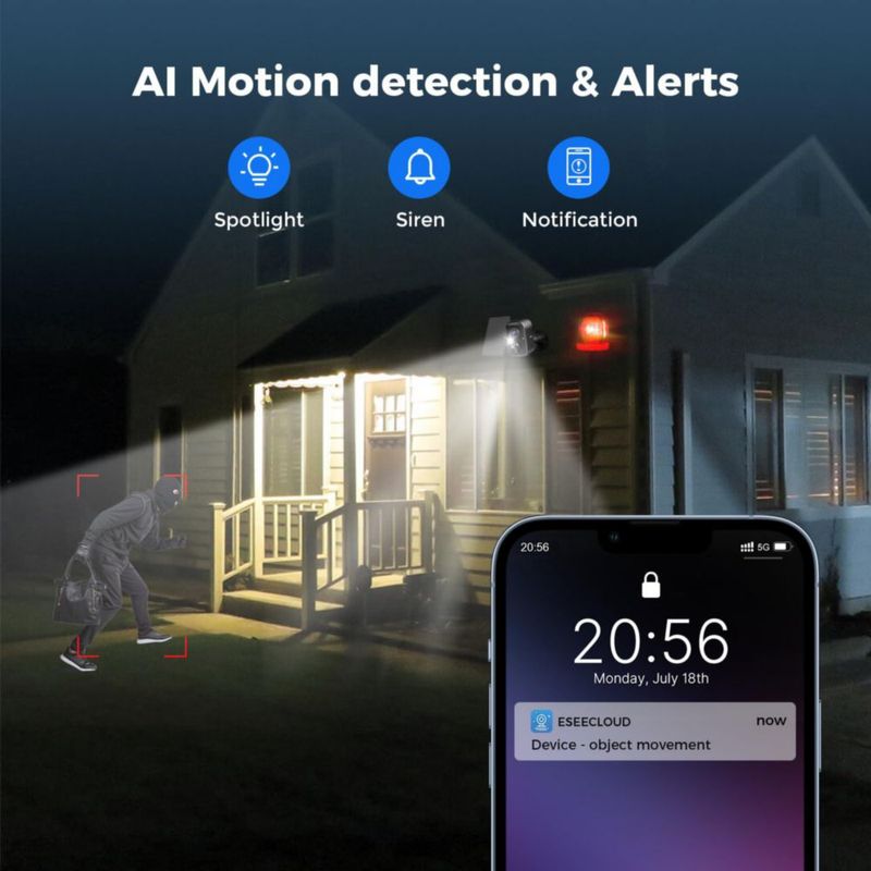 Cámara de Seguridad Hiseeu 4MP Inalámbrica con Energía Solar 2.4G/5G