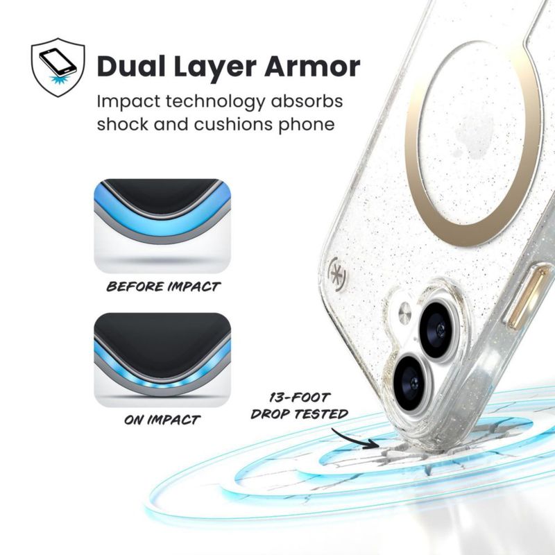 Funda Speck Presidio LUX para iPhone 17 MagSafe con brillo metálico