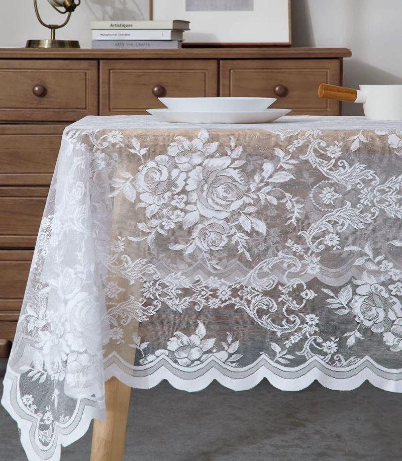 Mantel cuadrado de encaje blanco 152 cm – LinenZone